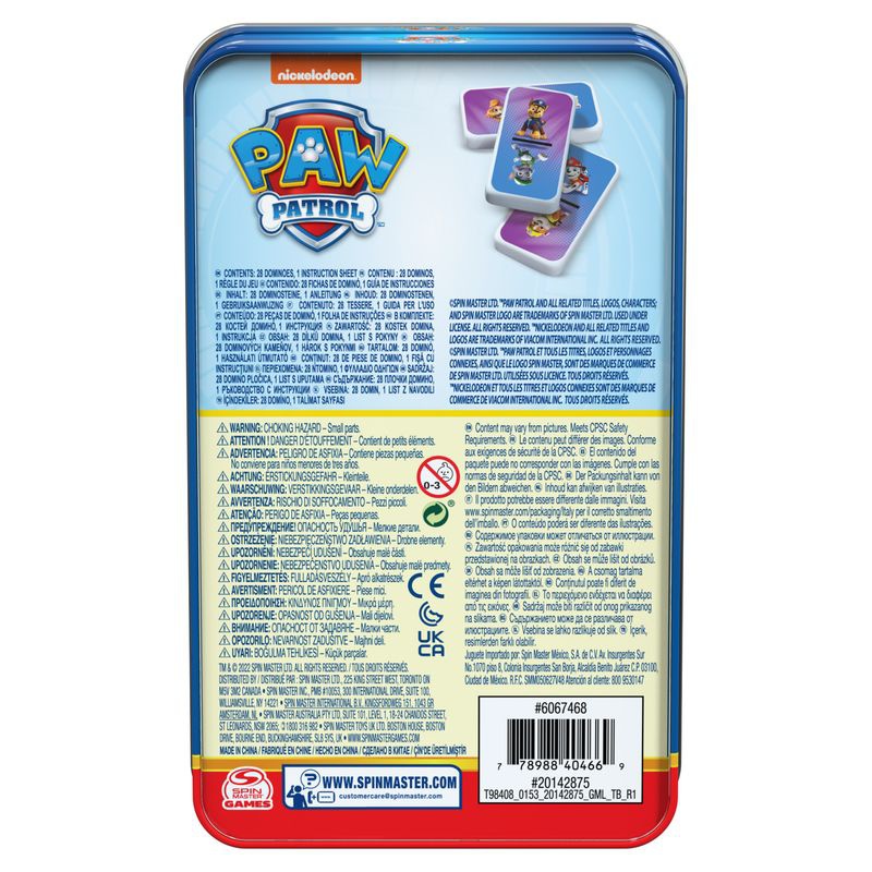 Spin Master Games Tlapková patrola domino v plechové krabičce