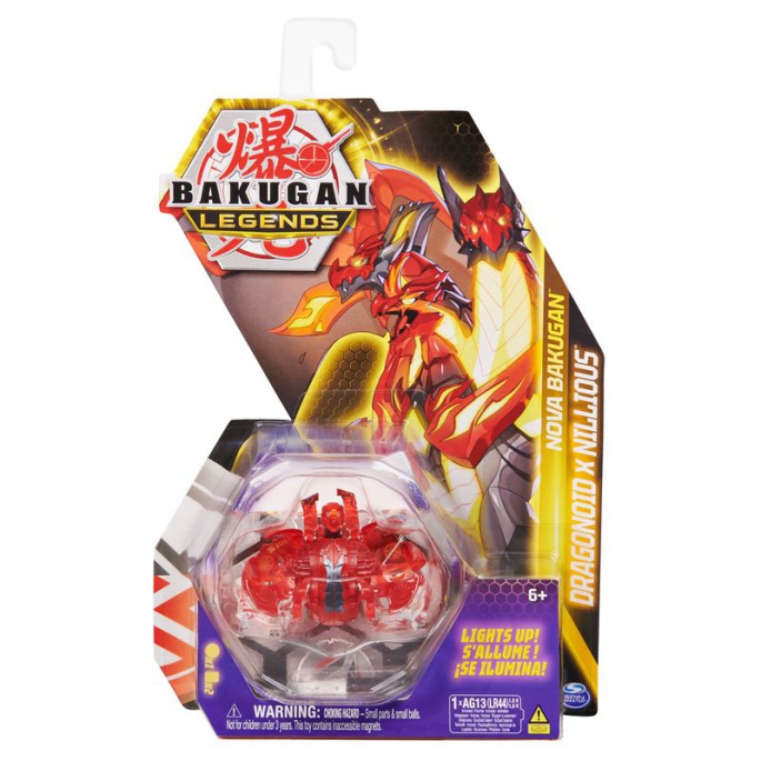 Bakugan svítící Bakugani Nova Dragonoid x Nillious červený