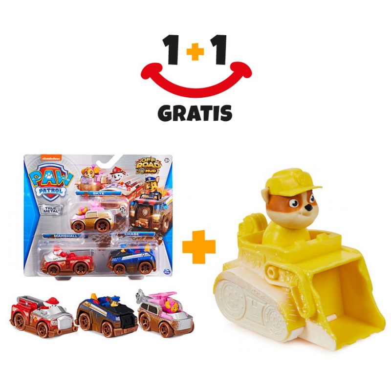 Akce 1+1 Tlapková patrola kovová autíčka trojbalení + Tlapková patrola malé vozidlo navíc