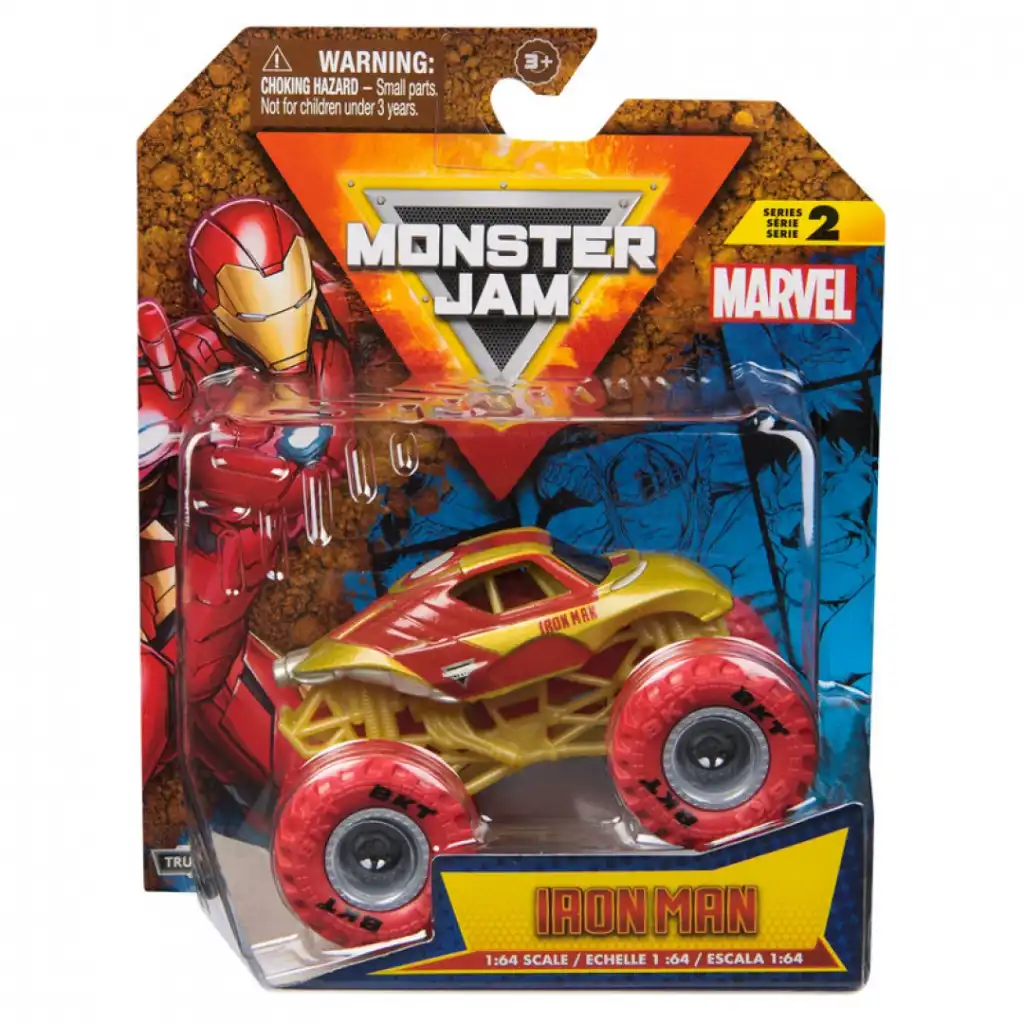 Detailní zpracování kovového monster trucku s autentickými prvky.