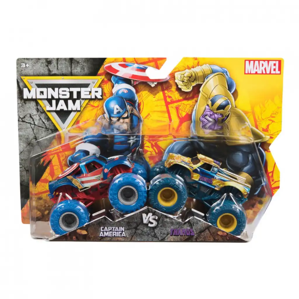 Ovládněte arénu s legendárními trucky Captain America a Thanos