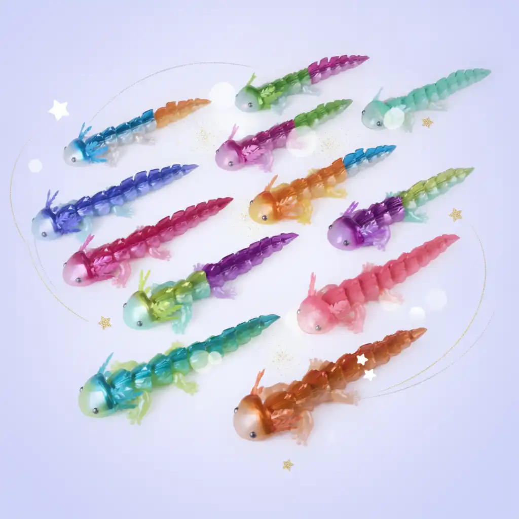 Objevte všechny možnosti polohování vašeho nového axolotla.